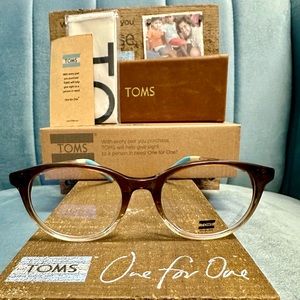 Brand New TOMS HAYLEY Ash Brown Crystal Fade Cat Eye Optical Eyeglasses